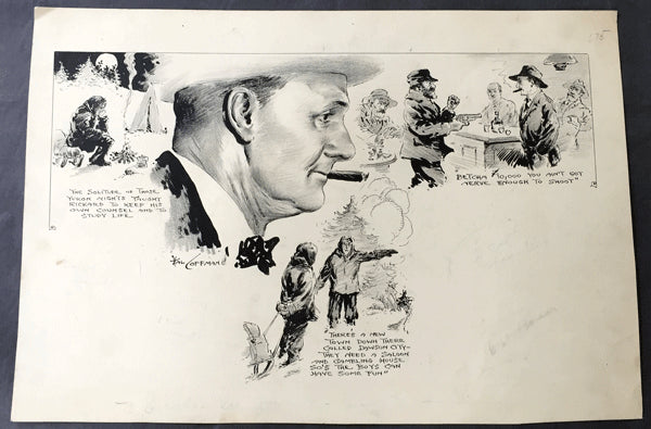 RICKARD, TEX CARTOON ART BY HAL COFFMAN (UPON HIS DEATH-1929)