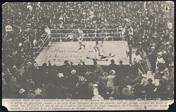 CARPENTIER, GEORGES SIGNED REAL PHOTO POSTCARD (JIM SULLIVAN FIGHT-1912)