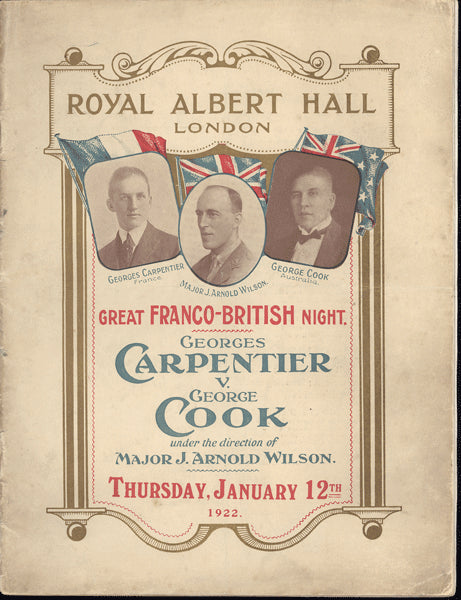 CARPENTIER, GEORGES-GEORGE COOK OFFICIAL PROGRAM (1922)