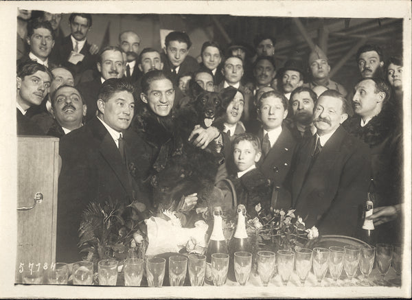 CARPENTIER, GEORGES WIRE PHOTO (1912-ARRIVING IN PARIS FOR PAPKE FIGHT)