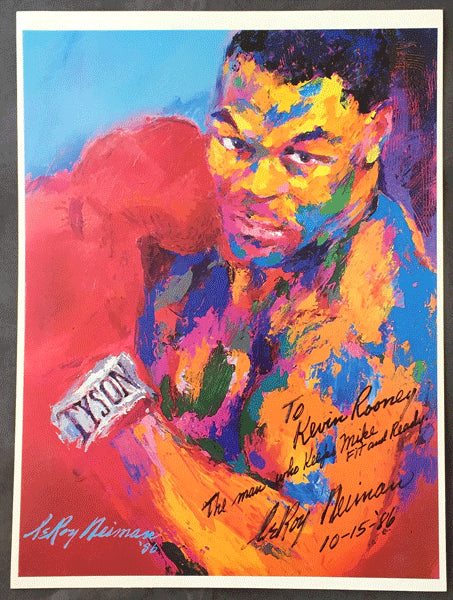 TYSON, MIKE 1986 LEROY NEIMAN POSTER (SIGNED BY NEIMAN TO TYSON TRAINER KEVIN ROONEY)