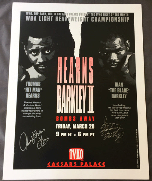 HEARNS, THOMAS-IRAN BARKLEY II SIGNED ON SITE POSTER (1992-SIGNED BY BOTH)