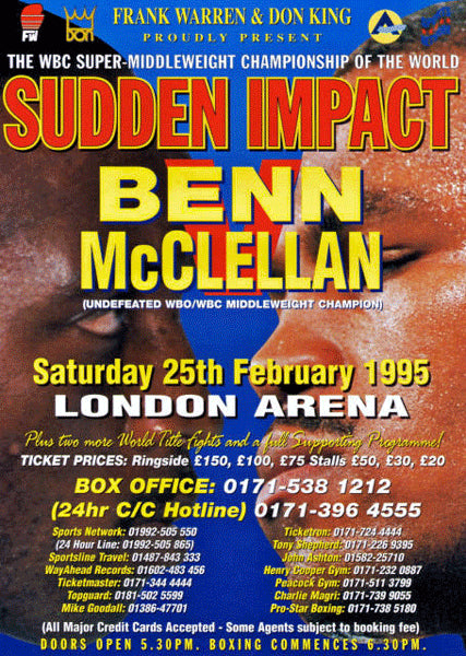 MCCLELLAN, GERALD-NIGEL BENN ON SITE POSTER (1985)