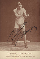 DESCAMPS, FRANCOIS SIGNED POSTCARD OF GEORGES CARPENTIER