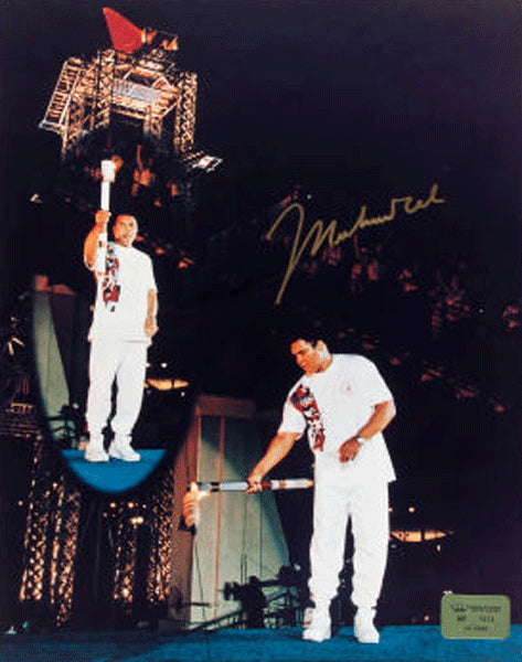 ALI, MUHAMMAD SIGNED LARGE FORMAT PHOTO (1996-LIGHTING OLYMPIC FLAME-PSA/DNA)