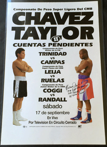 CHAVEZ, JULIO CESAR-MELDRICK TAYLOR II SIGNED CLOSED CIRCUIT POSTER (1994-SIGNED BY BOTH)