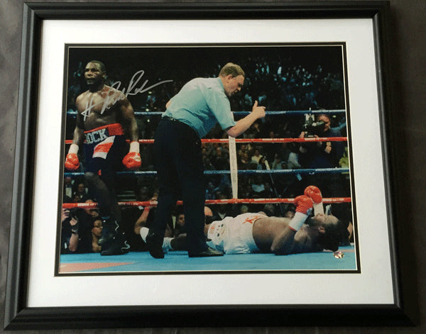 RAHMAN, HASIM SIGNED LARGE FORMAT PHOTO (LENNOX LEWIS I FIGHT-FAMEABILIA LOA)