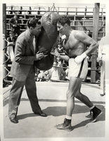 BAER, MAX & JACK DEMPSEY WIRE PHOTO (1935-TRAINING FOR BRADDOCK)