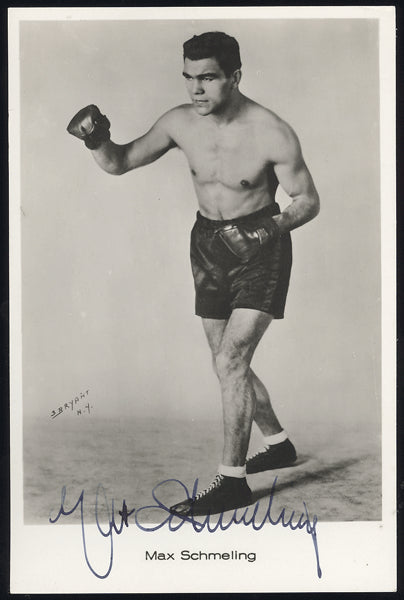 SCHMELING, MAX SIGNED REAL PHOTO POSTCARD