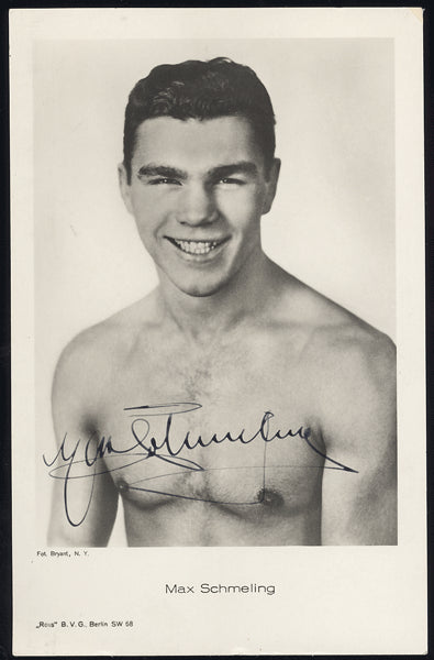 SCHMELING, MAX SIGNED PHOTO POSTCARD
