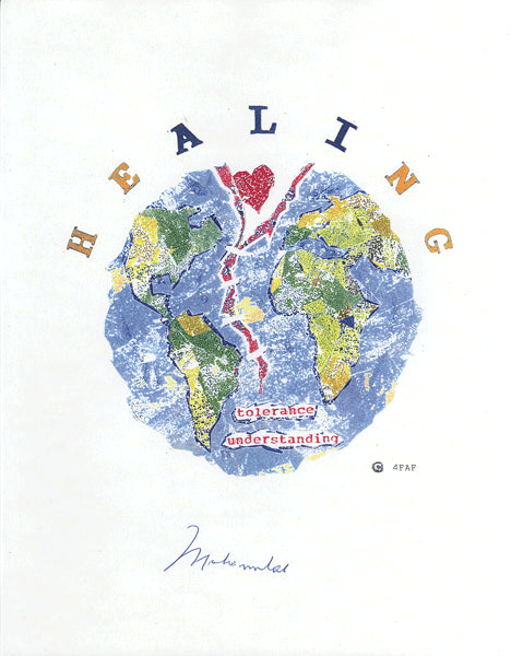 ALI, MUHAMMAD SIGNED "HEALING" LOGO (THOMAS HAUSER COA)