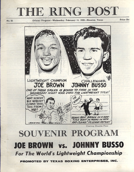 BROWN, JOE-JOHNNY BUSSO OFFICIAL PROGRAM (1959)