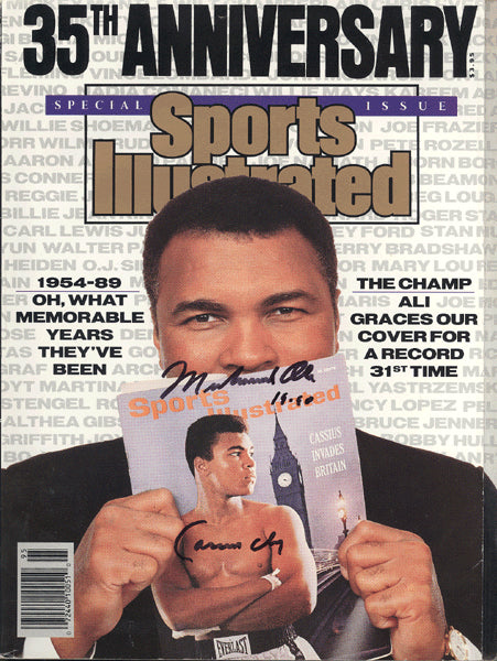 ALI, MUHAMMAD & CASSIUS CLAY SIGNED 35TH ANNIVERSARY ISSUE OF SPORTSILLUSTRATED