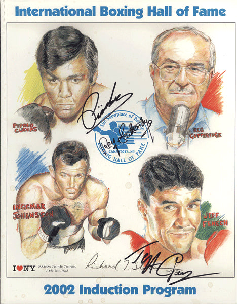 BOXING HALL OF FAME SIGNED INDUCTION PROGRAM (2002-SIGNED BY CUEVAS, FENECH, GUTTERIDGE)
