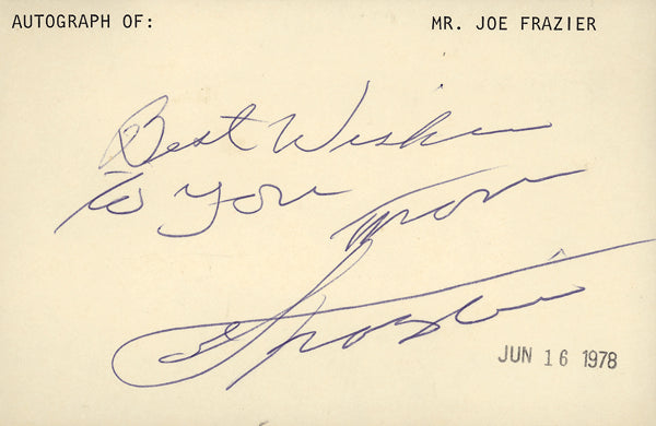 FRAZIER, JOE INK SIGNATURE (1978)