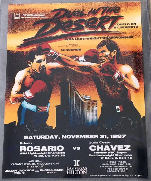 CHAVEZ, JULIO CESAR-EDWIN ROSARIO ON SITE POSTER (1987)