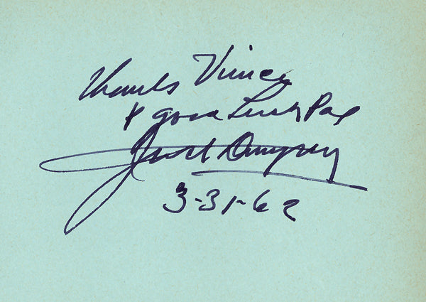 DEMPSEY, JACK INK SIGNATURE (SIGNED IN 1962)