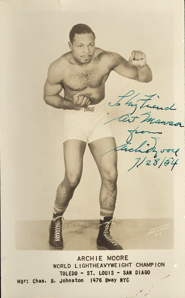 MOORE, ARCHIE VINTAGE SIGNED PHOTO (1954 AS CHAMPION)