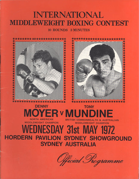 MUNDINE, TONY-DENNY MOYER OFFICIAL PROGRAM (1972)