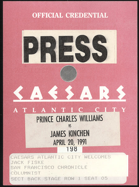 KINCHEN, JAMES-PRINCE CHARLES WILLIAMS PRESS CREDENTIAL (1991)