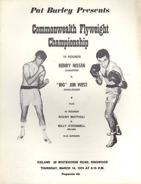 MATTIOLI, ROCKY-BILLY O'DONNELL OFFICIAL PROGRAM (1974)