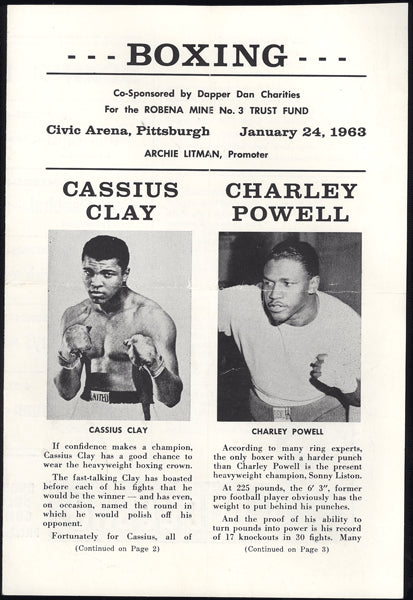 CLAY, CASSIUS-CHARLEY POWELL OFFICIAL PROGRAM (1963)