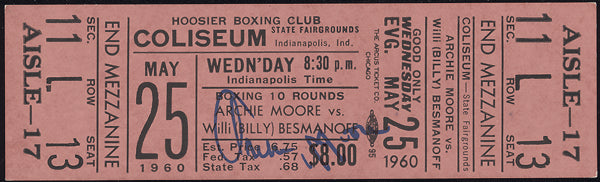 MOORE, ARCHIE-WILLIE BESMANOFF FULL TICKET (1960-SIGNED BY MOORE)