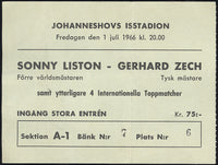 LISTON, SONNY-GERHARD ZECH STUBLESS TICKET (1966)