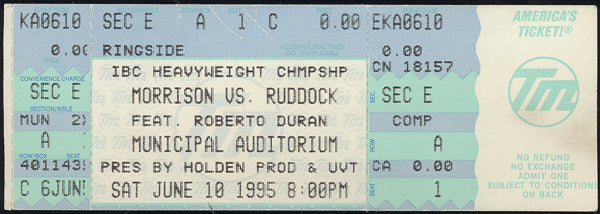 DURAN, ROBERTO-RONI MARTINEZ & TOMMY MORRISON-RAZOR RUDDOCK FULL TICKE ...