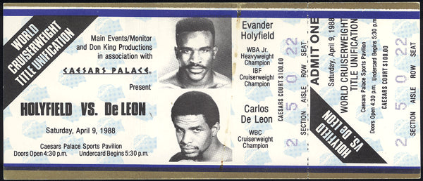 HOLYFIELD, EVANDER-CARLOS DELEON FULL TICKET (1988_CRUISERWEIGHT TITLE)