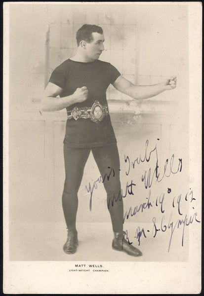 WELLS, MATT SIGNED REAL PHOTO POSTCARD (SIGNED IN 1912)