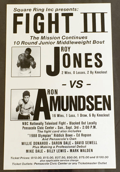JONES, JR., ROY-RON AMUNDSEN & RIDDICK BOWE-LEE MOORE ON SITE POSTER (1979-JONES, JR. 3RD FIGHT)