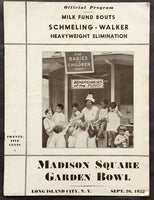 SCHMELING, MAX-MICKEY WALKER OFFICIAL PROGRAM (1932)