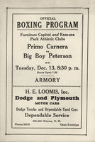 CARNERA, PRIMO-BIG BOY PETERSON OFFICIAL PROGRAM (1932)