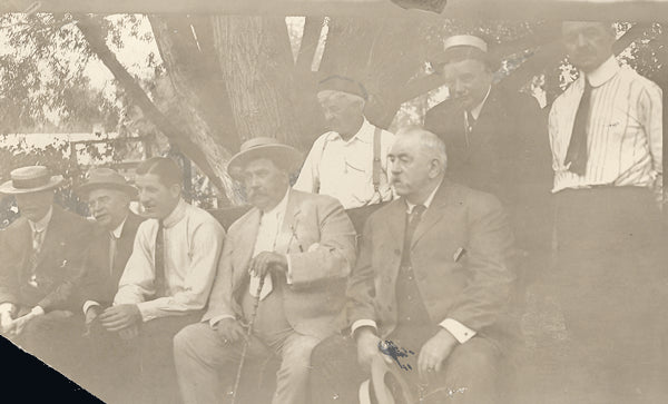 SULLIVAN, JOHN L. & JAMES J. CORBETT ANTIQUE PHOTO (1910-AT JEFFRIES TRAINING CAMP)