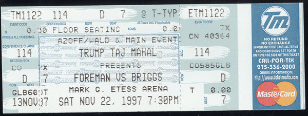 FOREMAN, GEORGE-SHANNON BRIGGS ON SITE FULL TICKET (1997)