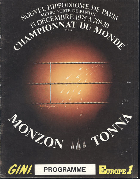 MONZON, CARLOS-GRATIEN TONNA OFFICIAL PROGRAM (1975)