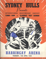 FARR, TOMMY-CLARENCE "RED" BURMAN OFFICIAL PROGRAM (1939)