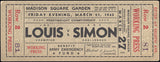 LOUIS, JOE-ABE SIMON II FULL TICKET (1942-PSA/DNA GOOD 2)