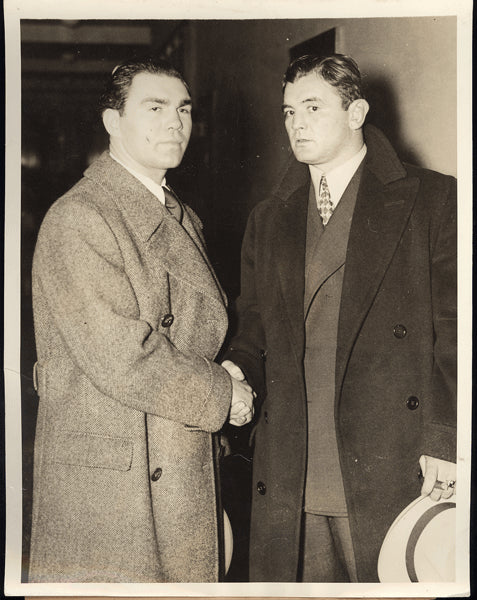 BRADDOCK, JIMMY & MAX SCHMELING WIRE PHOTO (1936)