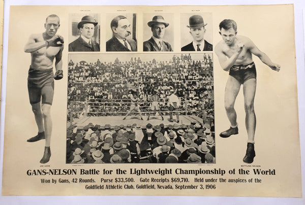 GANS, JOE-BATTLING NELSON POST FIGHT POSTER (1906)