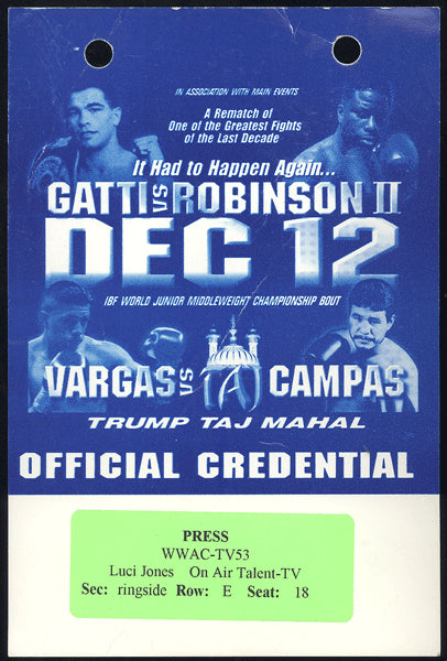 GATTI, ARTURO-IVAN ROBINSON II OFFICIAL CREDENTIAL (1998)