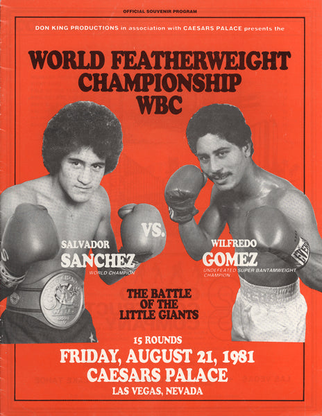 SANCHEZ, SALVADOR-WILFREDO GOMEZ OFFICIAL PROGRAM (1981)