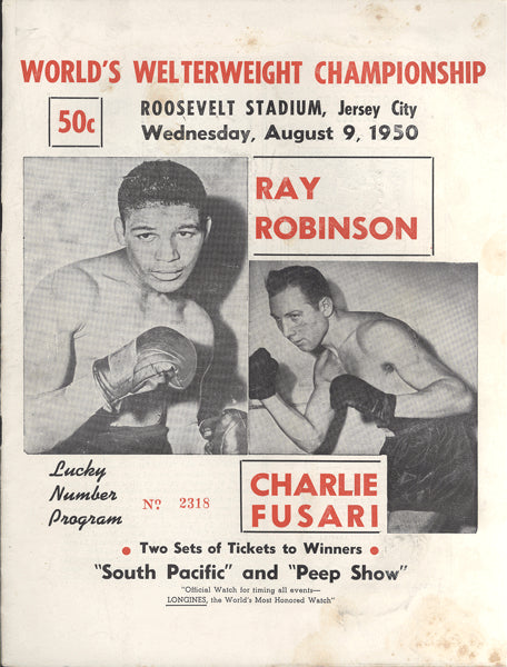 ROBINSON, SUGAR RAY-CHARLIE FUSARI OFFICIAL PROGRAM (1950)