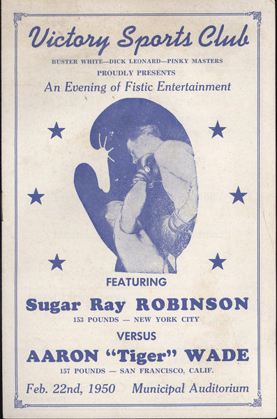 ROBINSON, SUGAR RAY-AARON "TIGER" WADE OFFICIAL PROGRAM (1950)