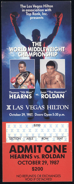 HEARNS, TOMMY-JUAN ROLDAN FULL TICKET (1987)