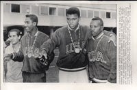 CLAY, CASSIUS 1960 ROME OLYMPICS WIRE PHOTO (POSING WITH GOLD MEDALISTS)