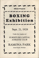 STRIBLING, YOUNG-FRANKIE WINE OFFICIAL PROGRAM (1928)