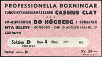 ALI, MUHAMMAD (CASSIUS CLAY) SWEDISH EXHIBITION TICKET (1965)