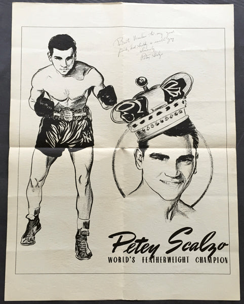 SCALZO, PETEY SIGNED PROMOTIONAL POSTER (TO FRED SADDY WHO FOUGHT JACK DEMPSEY)